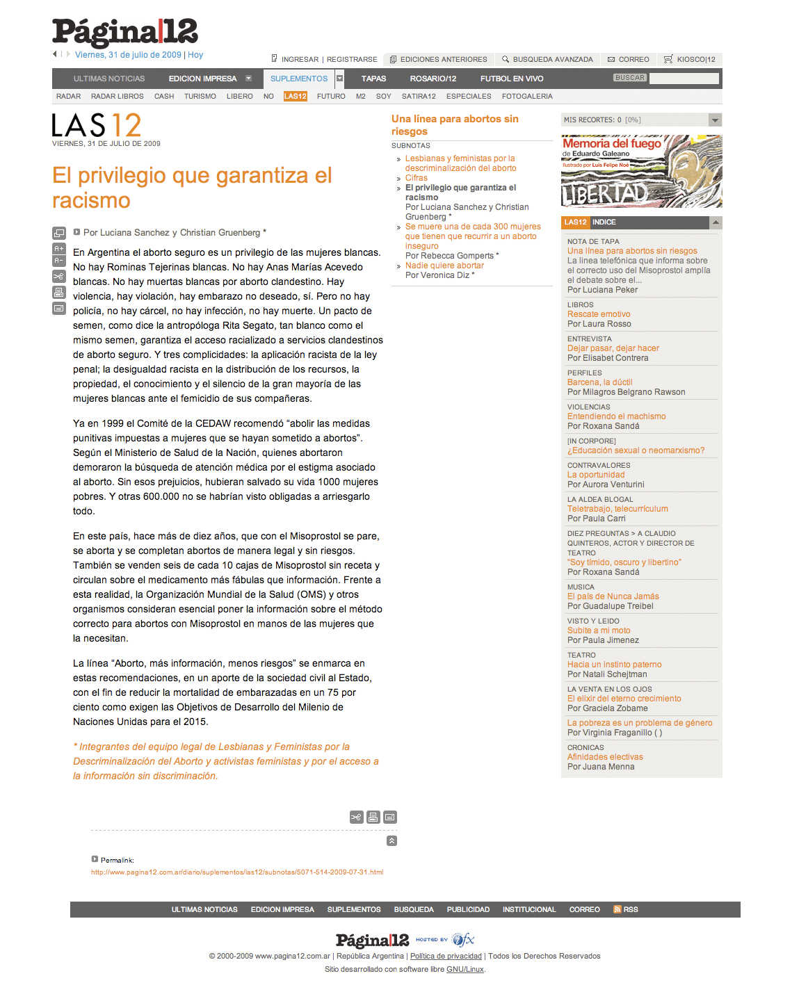 Pagina 12 Columna Privilegio Que Guarantiza el Racismo